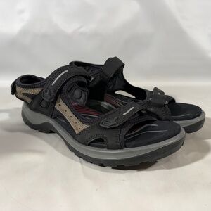 ECCO Yucatan Womens Sport Sandals Leather Black/Mole/Black Oil Nubuck 42/11